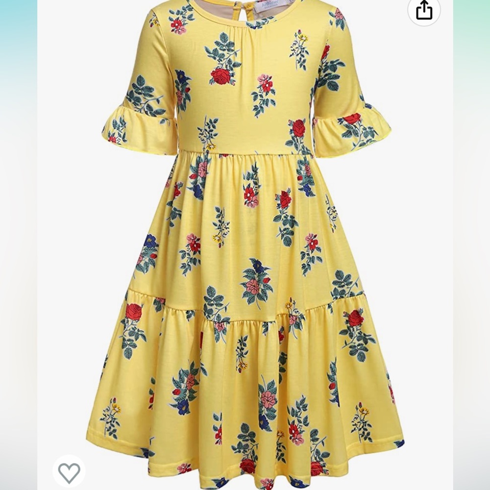 Cotton Floral yellow dress, size 10. Never worn.